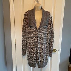 BUY 2 ITEMS & GET 1 FREE - Bellini Long Open Cardigan with Shawl Collar Sz L